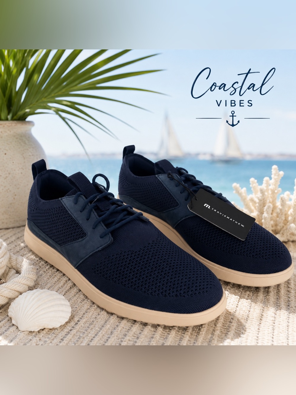 TravisMathew The Modern One Sneakers NWT Navy Knit Athletic Casual Shoes Men’s 8